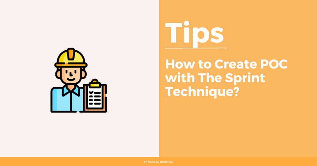 Introduction on how to create POC with the Sprint Technique on an orange and white background with an illustration.
