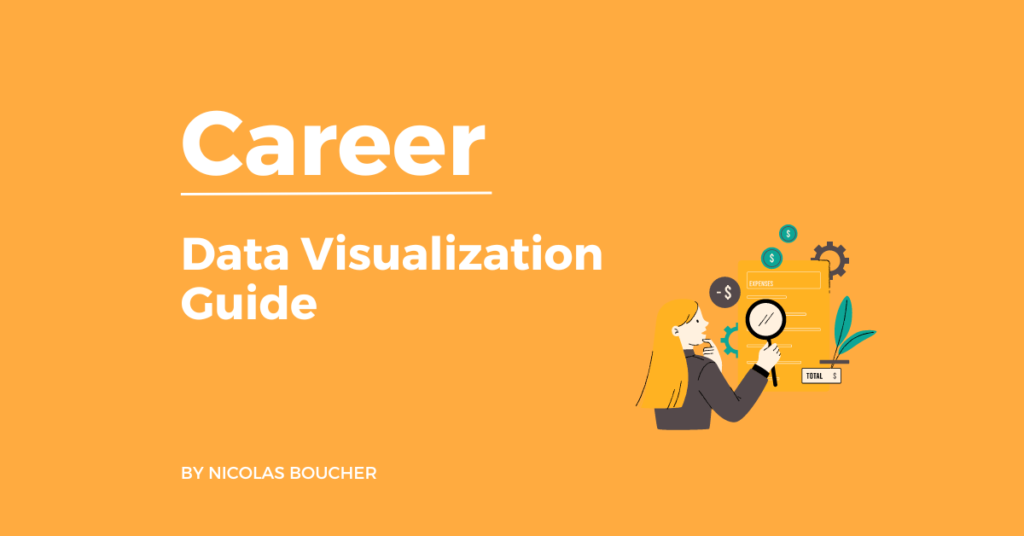 Introduction on data visualization guide on an orange background with an illustration.