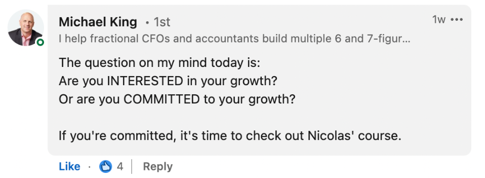 testimonial Michael king