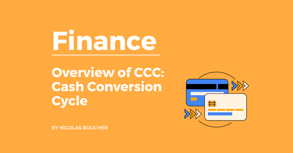 Introduction to overview of CCC: cash conversion cycle on an orange background with an illustration.