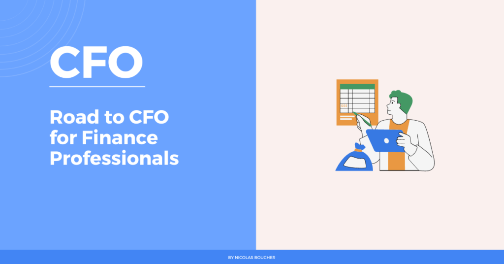 An introduction to the road to CFO of a finance professional on a blue background.