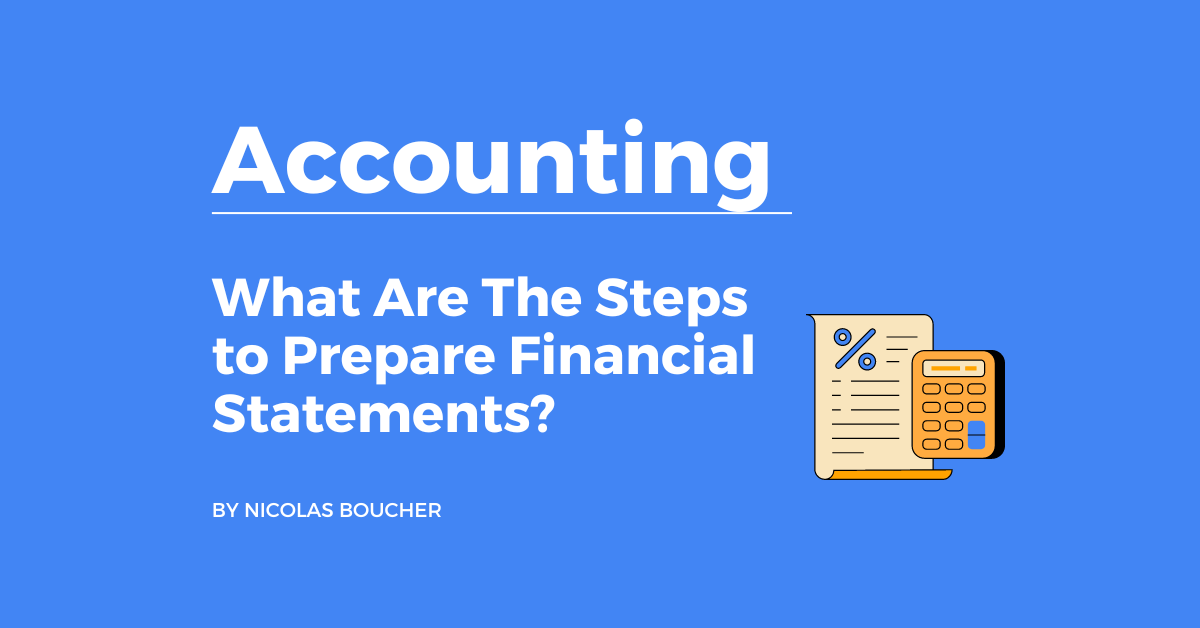 An introduction to preparing financial statements on a blue background with an illustration.