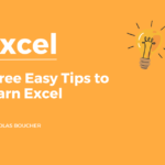Introduction to three easy Excel tips on an orange background with an illustration.