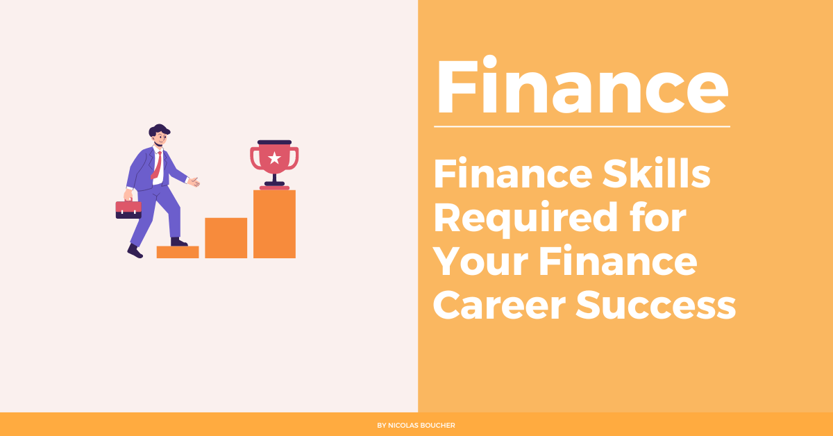 Introduction to the top finance skills on an orange and white background with an illustration.