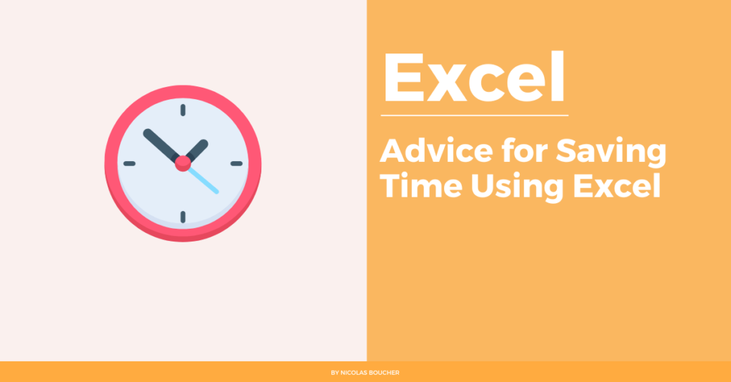 Introduction to advice for saving time in Excel on an orange background.