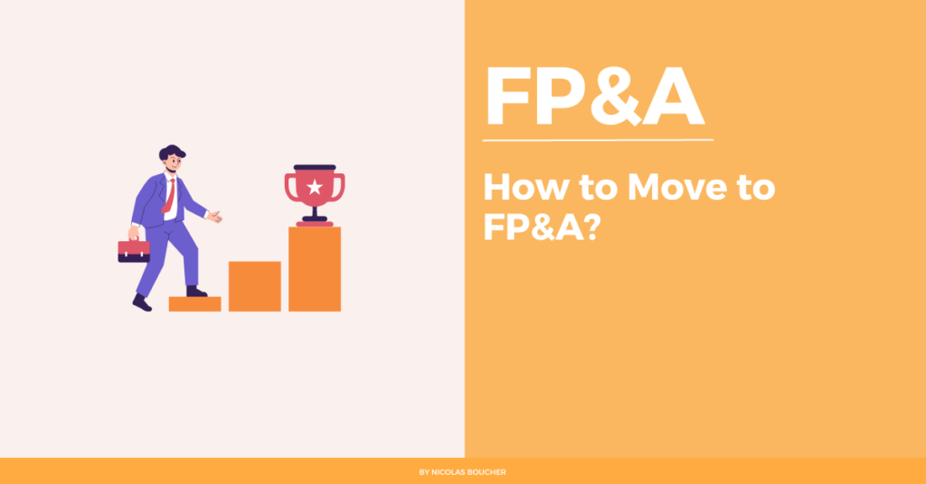 Introduction on how to move to FP&A on an orange and white background with an illustration.