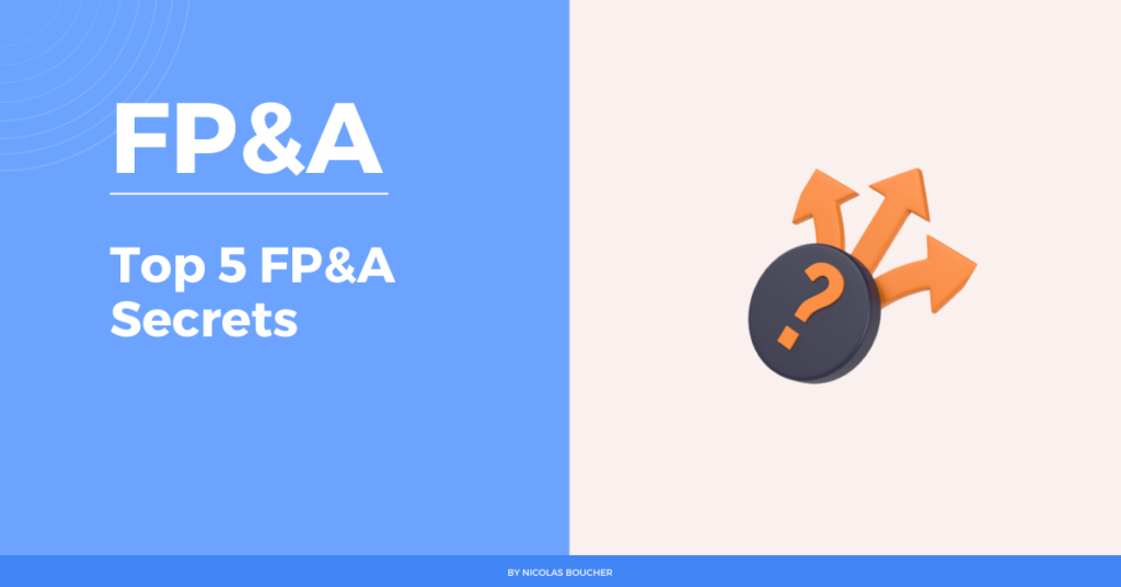 Introduction to the top 5 FP&A secrets on a white and blue background with an illustration.
