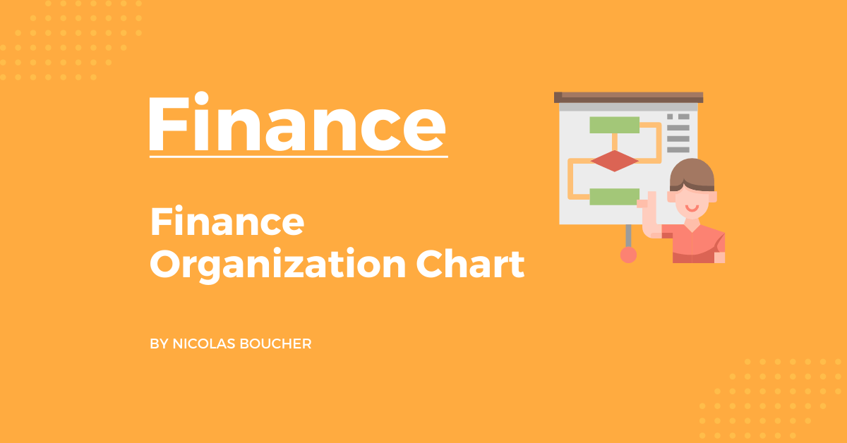 Introduction to Finance Organization Chart on an orange background with an illustration.