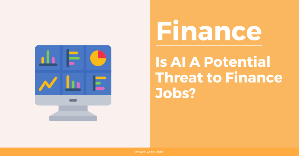 Introduction to AI in finance jobs on an orange and white background with an illustration.