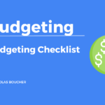 Introduction to the budgeting checklist on a blue background with an illustration.