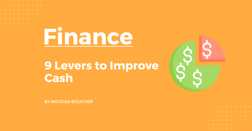 Introduction to the top 9 levers to improve cash on an orange background with an illustration.