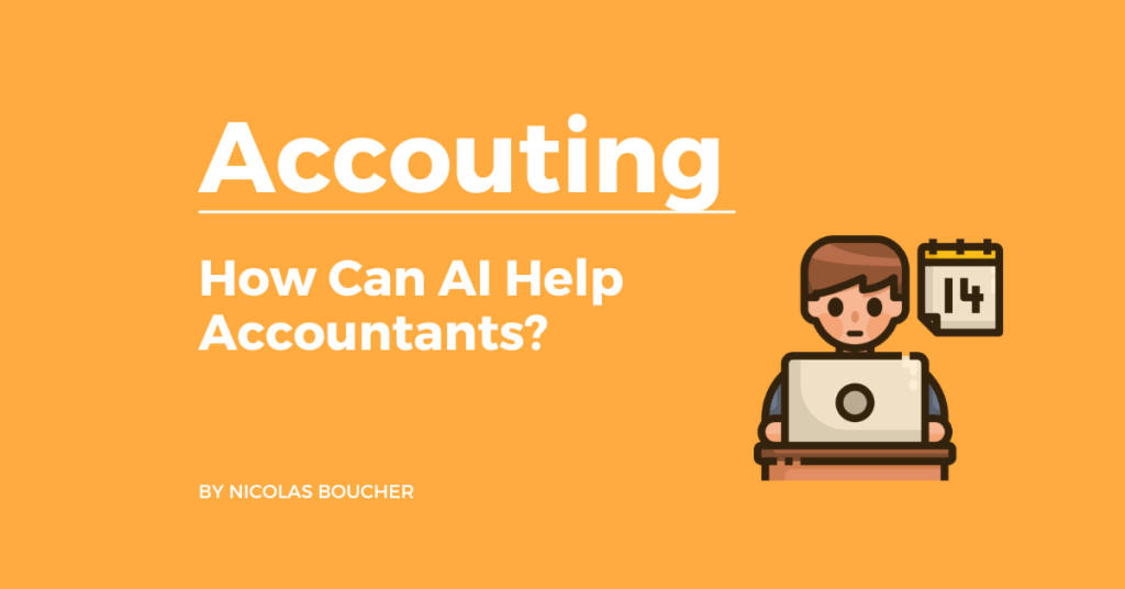 Introduction to AI for accountants on an orange background with an illustration.