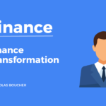 Introduction to finance transformation a blue background with an illustration.